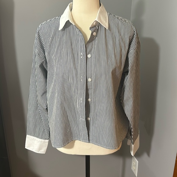 J. Crew Tops - J. Crew Relaxed-fit cropped cotton poplin shirt